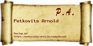 Petkovits Arnold névjegykártya